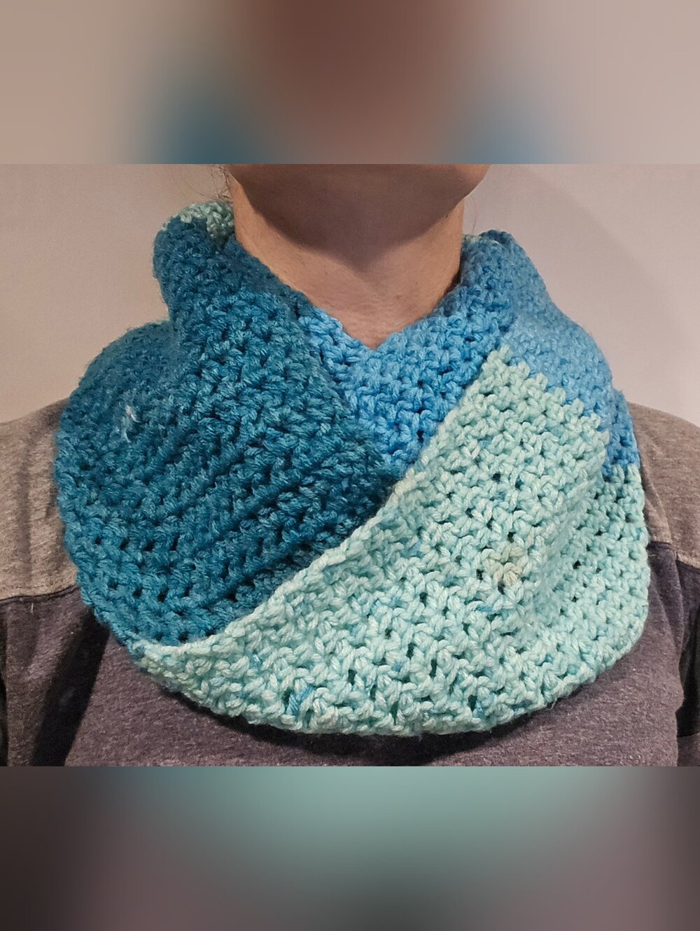 Teal Crochet Infinity Scarf - Soft Loop Wrap